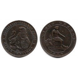Gobierno Provisional. 1870. 5 Céntimos (MBC) Ceca de Barcelona OM