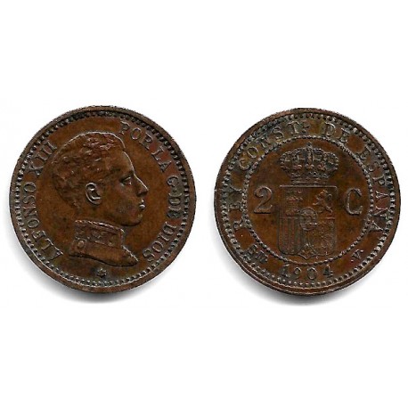 Alfonso XIII. 1904*(04). 2 Céntimos (MBC) Ceca de Madrid SM-V