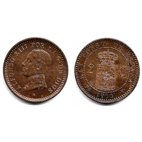Alfonso XIII. 1911*(11). 2 Céntimos (EBC+) Ceca de Madrid PC-V