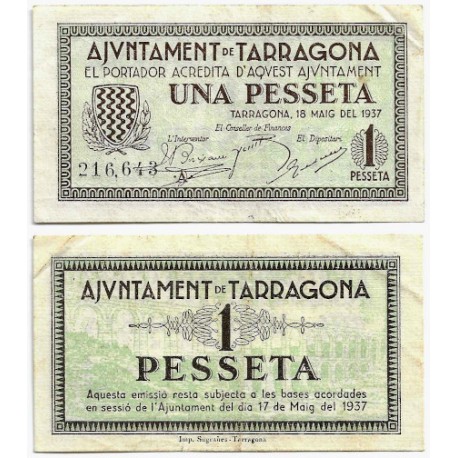Tarragona. 1937. 1 Peseta (MBC/MBC+)