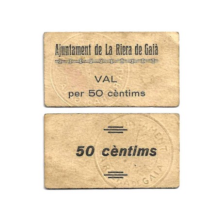 Riera de Gaià. 1937. 50 Céntimos (MBC/MBC+)