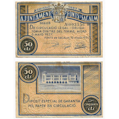 Fonts de Sacalm. 1937. 50 Céntimos (EBC/EBC+)