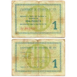 Seguries de Ter. 1937. 1 Peseta (BC/BC+)