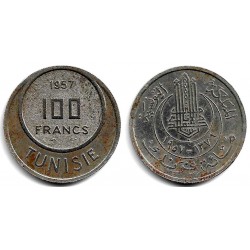 (276) República Tunecina. 1957. 100 Francs (MBC)