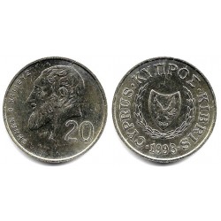 (62.2) Chipre. 1993. 20 Cents (SC-)