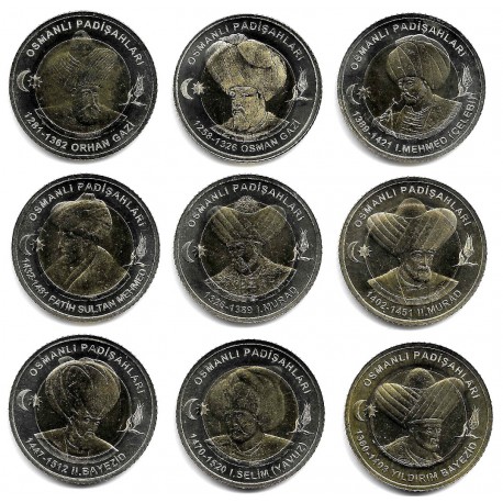 Turquía. 2024. Colección de 1 Lira (SC) Sultanes Otomanos
