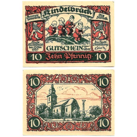 Kindelbrück (Turingia). 1920. 10 Pfennig (EBC+)