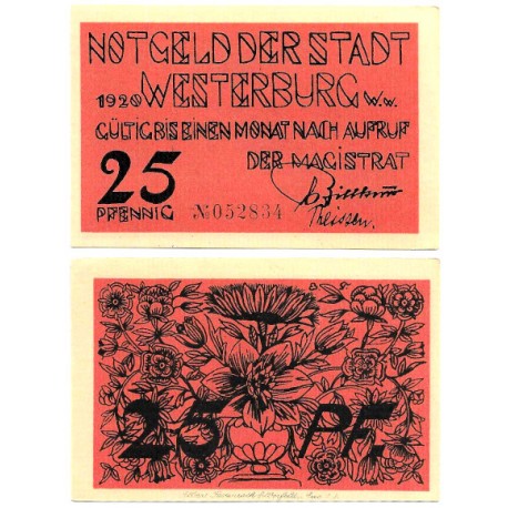Westerburg (Renania-Palatinado). 1920. 25 Pfennig (EBC+)