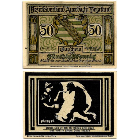 Auerbach (Sajonia). 1921. 50 Pfennig (EBC+)