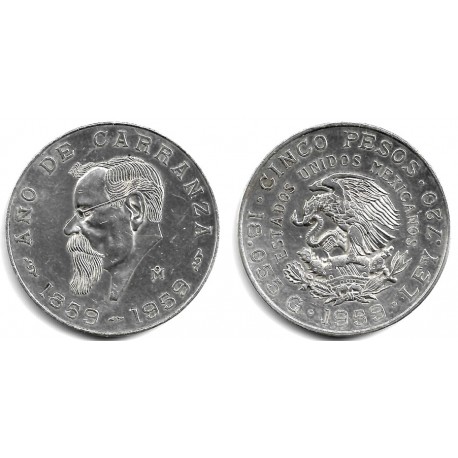 (471) Estados Unidos Mexicanos. 1959. 5 Pesos (EBC-) (Plata)