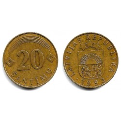 (22) Letonia. 1992. 20 Santimu (MBC-)