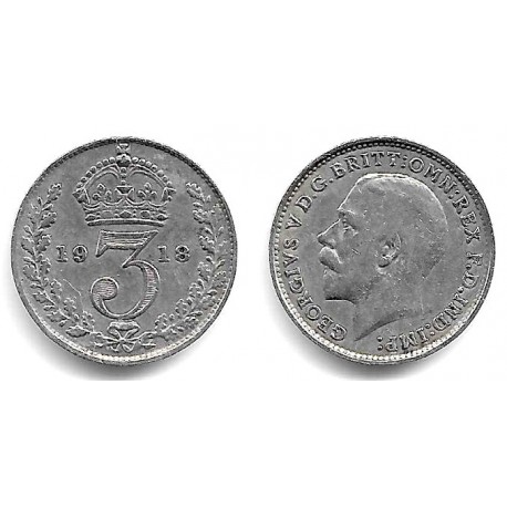 (813) Gran Bretaña. 1918. 3 Pence (MBC) (Plata)