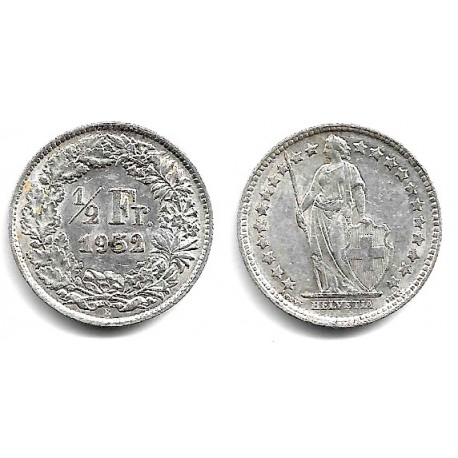 (24) Suiza. 1952B. ½ Franc (MBC+) (Plata)