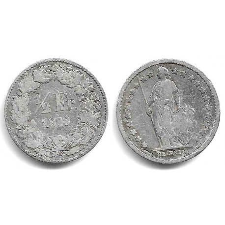(23) Suiza. 1878B. ½ Franc (BC-) (Plata)