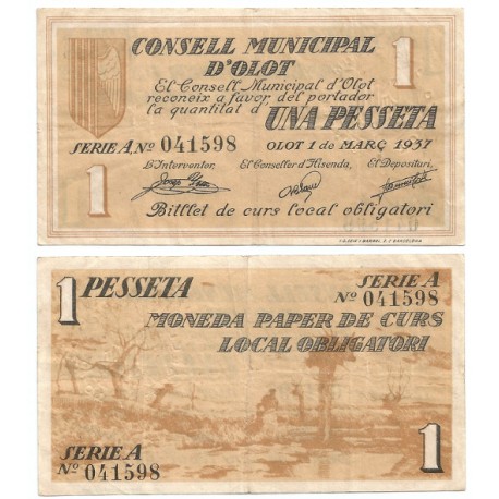 Olot. 1937. 1 Peseta (MBC+)