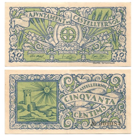 Castelltersol. 1937. 50 Céntimos (MBC+)
