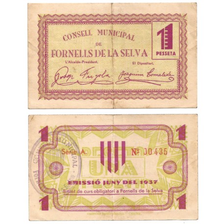 Fornells de la Selva. 1937. 1 Peseta (MBC)