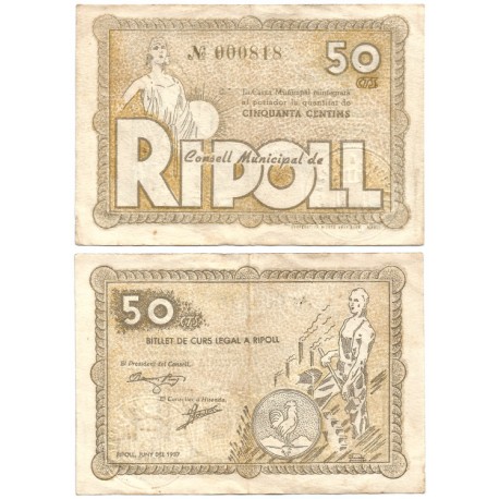 Ripoll. 1937. 50 Céntimos (MBC)