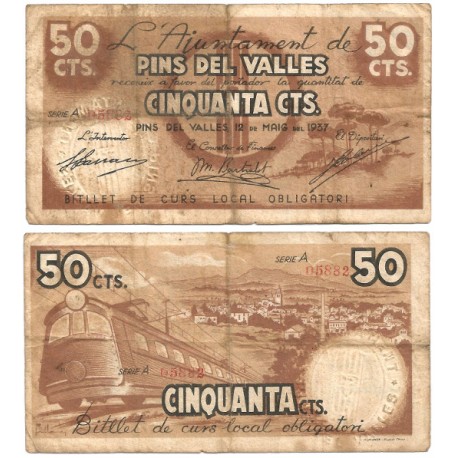 Pins del Vallès. 1937. 50 Céntimos (BC)