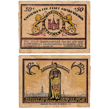 Quakenbrück (Baja Sajonia). 1921. 50 Pfennig (MBC+)