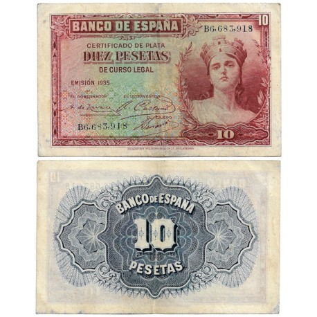España. 1935. 10 Pesetas (MBC) Serie B