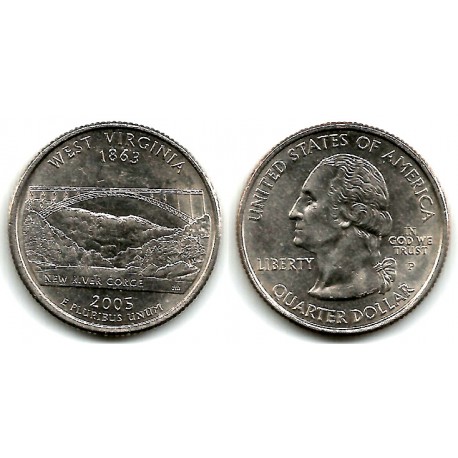 (374) Estados Unidos de América. 2005(P). Quarter Dollar (EBC) West Virginia