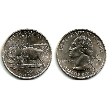 (385) Estados Unidos de América. 2006(D). Quarter Dollar (SC-) North Dakota
