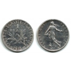 (844.1) Francia. 1913. 1 Franc (MBC) (Plata)