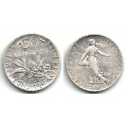 (854) Francia. 1913. 50 Centimes (MBC-) (Plata)