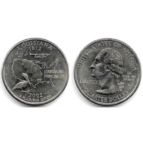 (333) Estados Unidos de América. 2002(D). Quarter Dollar (EBC) Louisiana