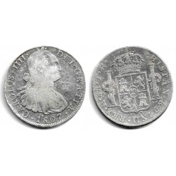 Carlos IV. 1807. 8 Reales (MBC/MBC-) (Plata) Ceca de Mejico TH. Resellos Orientales
