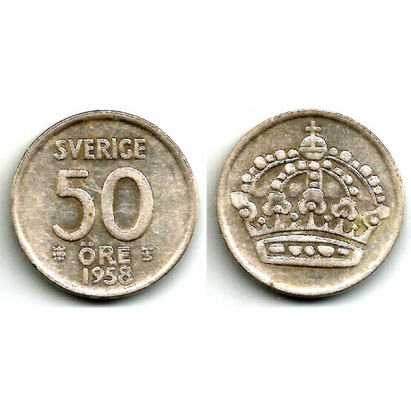 (825) Suecia. 1958. 50 Ore (MBC) (Plata)