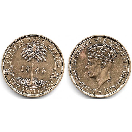 (24) África del Oeste Británica. 1946KN. 2 Shillings (EBC) Mancha de Óxido Limpiada