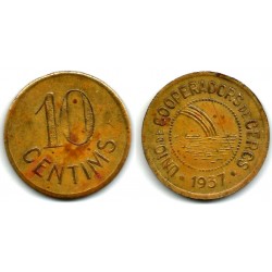 Unió de Cooperadors de Cercs. 1937. 10 Céntimos (MBC)
