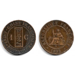 (1) Indochina Francesa. 1892A. 1 Centime (MBC-)