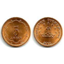 (2.1) Tayikistán. 2001. 5 Dirams (SC)
