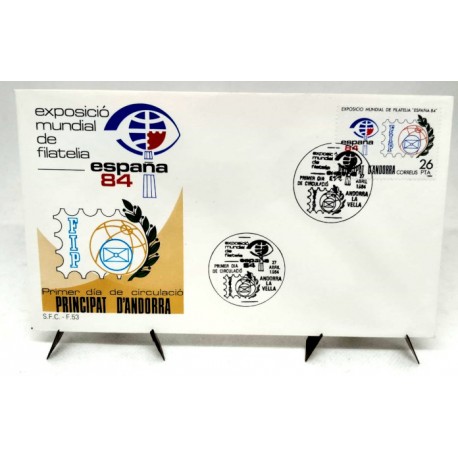 Sobre Primer Día. Andorra. 1984. Exposición Mundial de Filatelia (Nuevo)