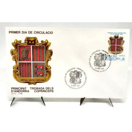 Sobre Primer Día. Andorra. 1987. Encuentro de los Copríncipes (Nuevo)