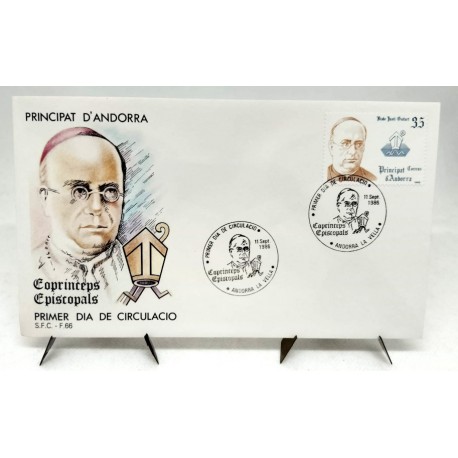 Sobre Primer Día. Andorra. 1986. Copríncipes Episcopales (Nuevo)
