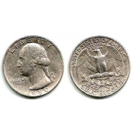 (A164a) Estados Unidos de América. 1980(P). Quarter Dollar (MBC)