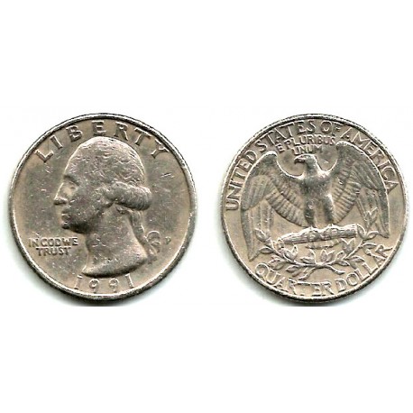 (A164a) Estados Unidos de América. 1991(P). Quarter Dollar (MBC)