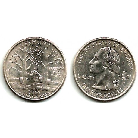 (321) Estados Unidos de América. 2001(P). Quarter Dollar (EBC) Vermont