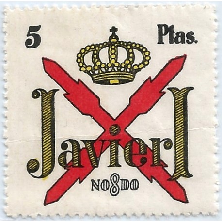 Carlismo. Viñeta Política. Javier I. 5 Pesetas (Nuevo, sin o con poca goma)