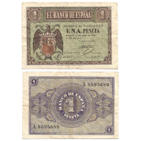 Estado Español. 1938. 1 Peseta (MBC) Serie A