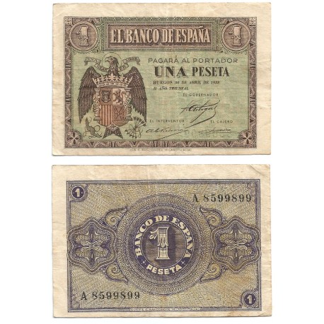 Estado Español. 1938. 1 Peseta (MBC) Serie A