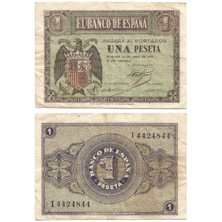 Estado Español. 1938. 1 Peseta (MBC) Serie I