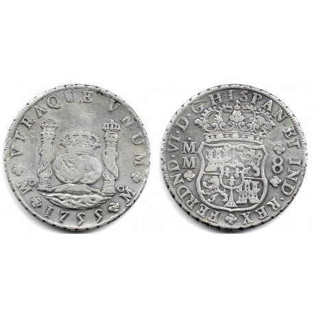 Fernando VI. 1755. 8 Reales (MBC/MBC-) (Plata) Ceca de Mejico MM