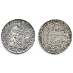 (196.3) Perú. 1869. 1 Sol (MBC+) (Plata)