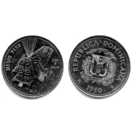 (73.2) República Dominicana. 1990. ½ Peso (EBC)