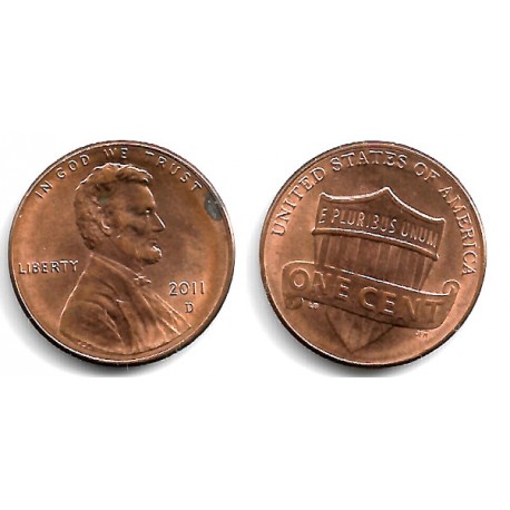 (468) Estados Unidos de América. 2011(D). 1 Cent (EBC) Manchas